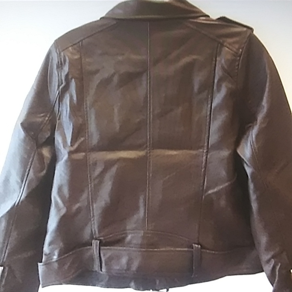 New Women's Brown Motorcycle Jacket - Picture 3 of 3